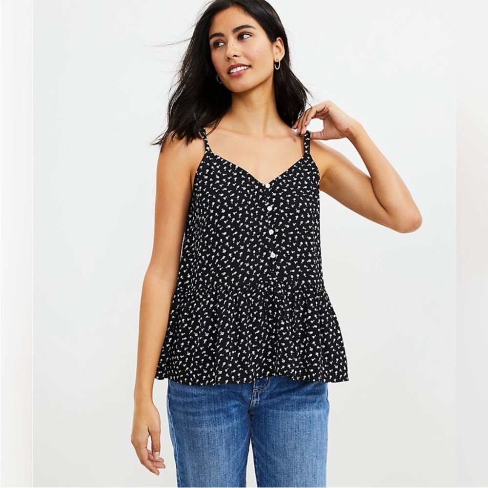LOFT Rose Button Peplum Cami Size XS